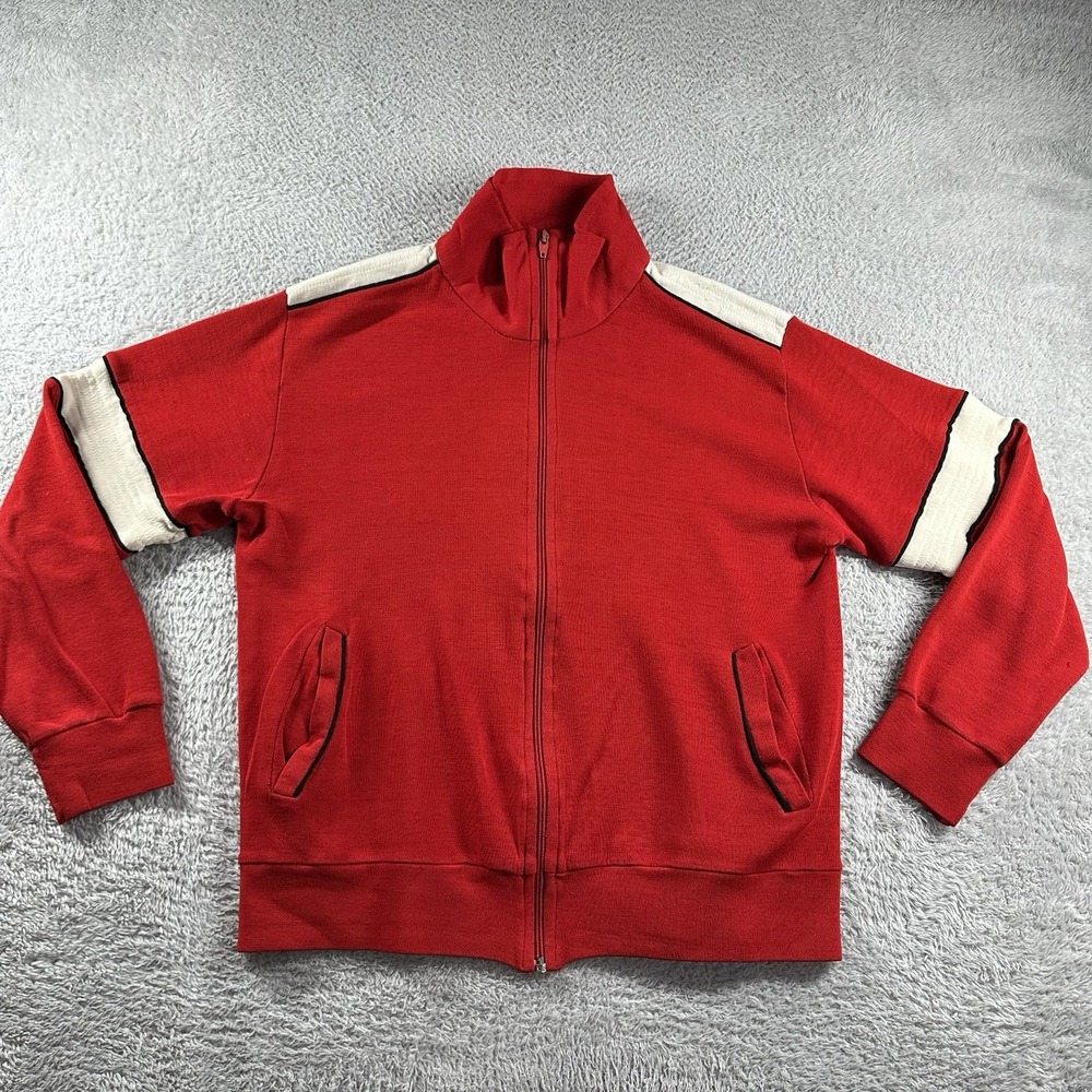 VINTAGE Windbreaker Track Jacket Mens Medium Red Colorblock Full Zip Soft‎  Mob